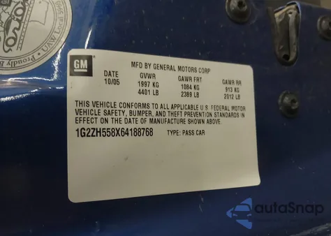 2006 Pontiac G6 Gt z USA, uszkodzony, nr VIN 1G2ZH558X64188768
